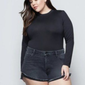 GOOD AMERICAN HIGH WAIST JEAN SHORTS BLACK 089